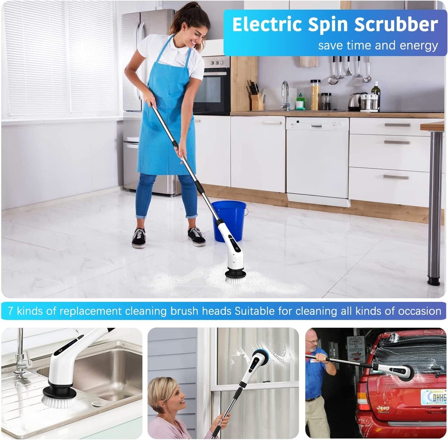 BROSSE ELECTRIQUE DE NETTOYAGE 9 en 1 :La Solution Ultime pour un Nettoyage Sans Effort !