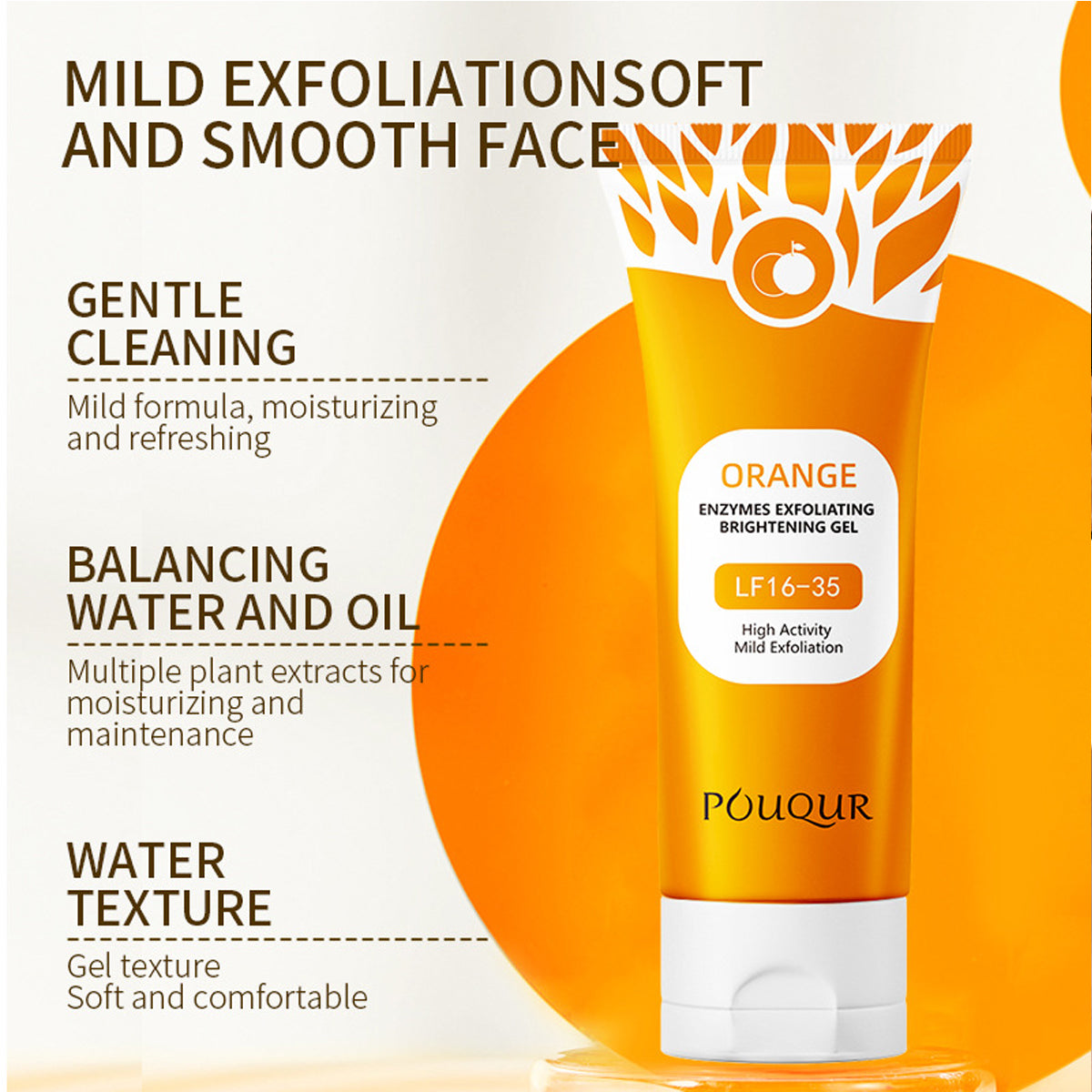 GEL EXFOLIANT POUQUR ORANGE ENZYME-PEAU LISSE,ECLATANTE ET RAFRAICHISSANTE