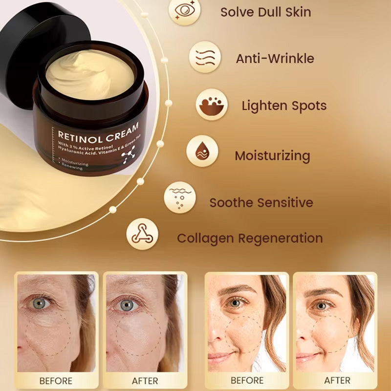 CREME RETINOL ANTI-AGE ET RIDES,RAJEUNISSANTE,Raffermissante,réparatrice et hydratante