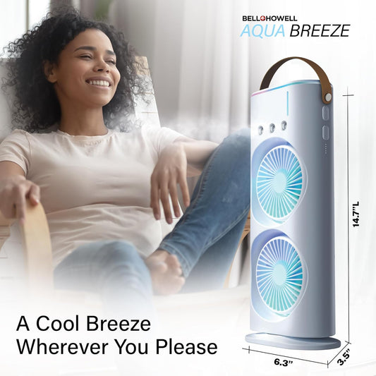 VENTILATEUR 3 EN 1 à DOUBLE LARME & MINI-CLIMATISEUR & HUMIDIFICATEUR PORTABLE