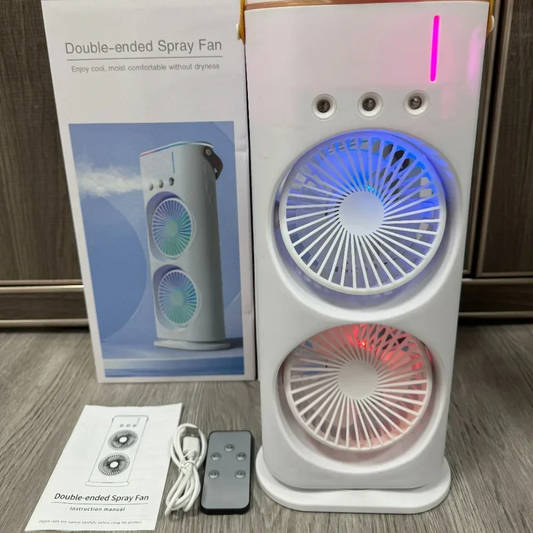 VENTILATEUR 3 EN 1 à DOUBLE LARME & MINI-CLIMATISEUR & HUMIDIFICATEUR PORTABLE